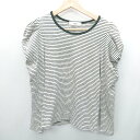◇ DISCOAT ディスコート ボーダー柄 長袖 カットソー サイズF ホワイト ブラック レディース E 【中古】