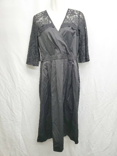 ◇ ◎ merlot plus メルロープリュス 七分袖 膝下丈 ワンピース サイズF ブラック レディース P 【中古】 ◇ ◎ merlot plus メルロープリュス 七分袖 膝下丈 ワンピース サイズF ブラック レディース P 【中古】