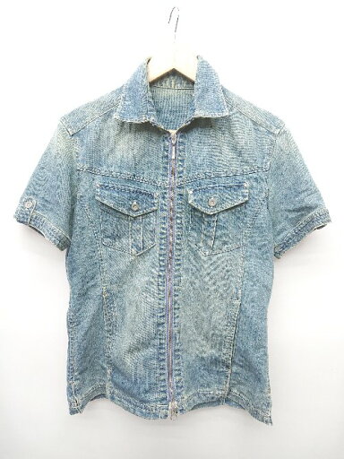 ◇ ⊂ A.S.M エーエスエム 半袖 デニム ジャケット サイズM ブルー系 メンズ P 【中古】 ◇ ⊂ A.S.M エーエスエム 半袖 デニム ジャケット サイズM ブルー系 メンズ P 【中古】