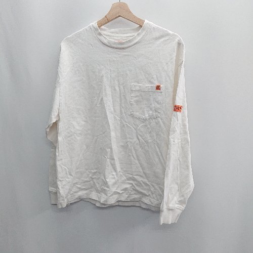 ◇ UNIVERSALoverall ユニバーサルオーバーオール コットン100% 長袖 Tシャツ サイズM ホワイト レディース E 【中古】