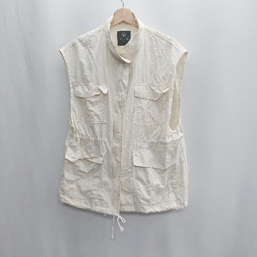 ◇ W closet　ダブリュークローゼット ウエスト調節可能 ノースリーブ ジャケット サイズM アイボリー系 レディース E 【中古】(4)