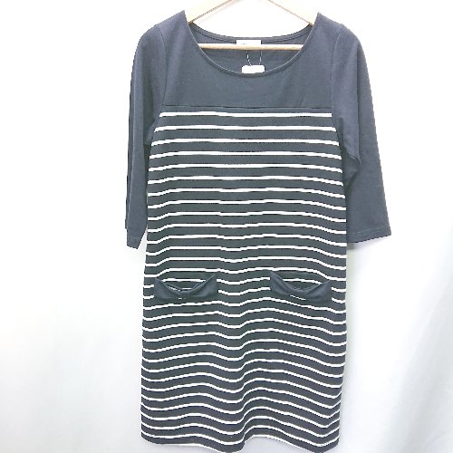 ◇ ◎●未使用● earth music&ecology ボーダー柄 長袖 Tシャツ サイズF ネイビー系 メンズ E 【中古】