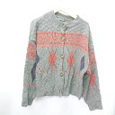 ◇ DAY CLOSET アーガイル柄 長袖 ニットカーディガン サイズ表記なし ダークグレー オレンジ ネイビー レディース E 【中古】