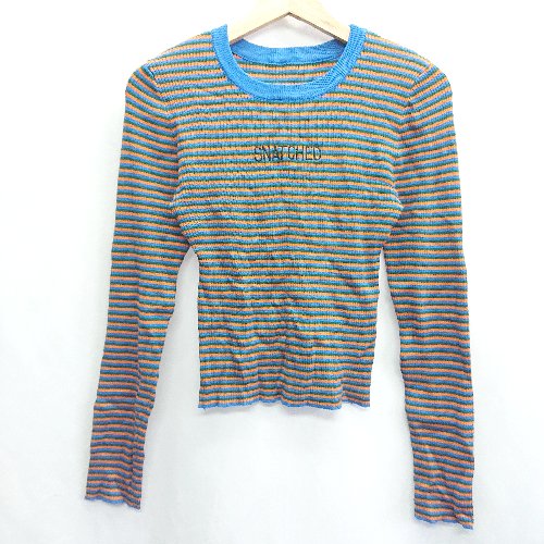 ◇ SHAGGIE シャギー ボーダー柄 長袖 カットソー サイズF オレンジ グリーン ブルー レディース E 【中古】