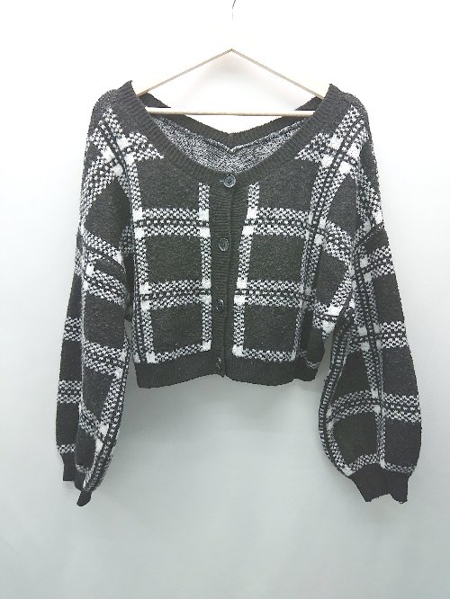 ◇ Heather フロントボタン ニット生地 クロップド丈 フェミニン 長袖 セーター 表記なし ブラック レデ..