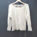 ◇ ◎ ●未使用● FRENCH PAVE クルーネック ふわふわ 花柄メッシュ 長袖 セーター 表記なし クリーム レディース E 【中古】