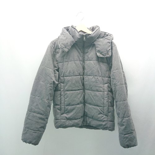 ■ BROWNY ジップアップ 中綿 フード取り外し可能 秋冬 防寒 長袖 ジャケット サイズM グレー メンズ E 【中古】