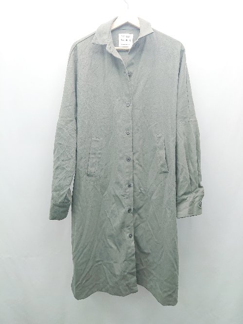 ◇ ScrapBook スクラップブック フロントボタン サイドスリット おしゃれ 長袖 コート サイズF グリーン..