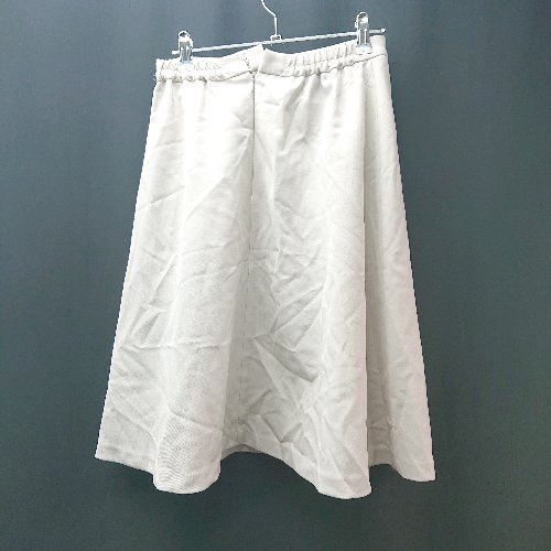 ◇ ◎ ●未使用● Crespi バックウエストゴム ファスナー ひざ丈 フレア スカート サイズ38 ライトグレー レディース E 【中古】
