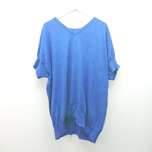 ◇ n'Or ノアール Vネック オーバーサイズ ゆったり 半袖 ニット セーター サイズFree ブルー レディース E 【中古】