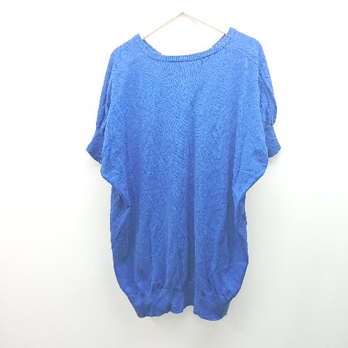 ◇ n'Or ノアール Vネック オーバーサイズ ゆったり 半袖 ニット セーター サイズFree ブルー レディース E 【中古】
