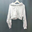 ◇ JEANASIS ジーナシス ジップアップ フード ショート丈 裾リブ 長袖 パーカー サイズF グレー レディース E 【中古】