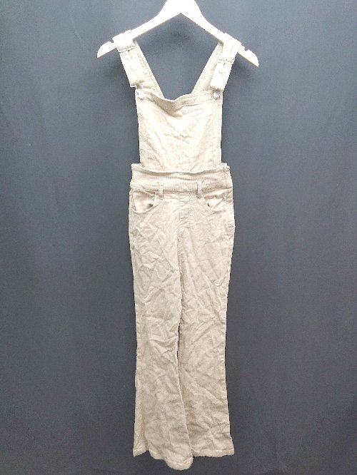 ◇ ROYAL PARTY 肩調節 2WAY リボン ストレッチ シンプル ノースリーブ オーバーオール サイズF ブラウン レディース E 【中古】