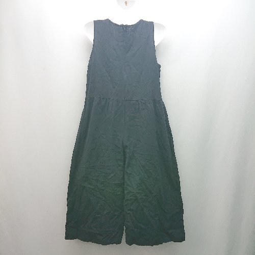 ◇ yiliansu バックジップ Uネック 薄手 ストレッチ ノースリーブ オールインワン サイズL ブラック レディース E 【中古】