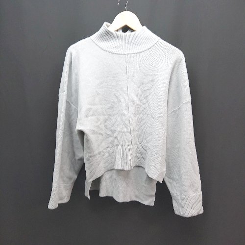 ◇ SLY スライ ハイネック スリット ケーブル 起毛 ストレッチ 秋冬物 オシャレ 長袖 ニット サイズF グレー レディース E 【中古】