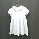 ◇ never land road キッズ 子供服 刺? バックファスナー リボン 半袖 ロング丈 ワンピース サイズ120 ブルー レディース E 【中古】