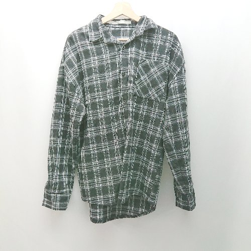 ◇ Anchor Smith アンカー スミス フロントボタン チェック柄 長袖 シャツ サイズM ブラック ホワイト ..