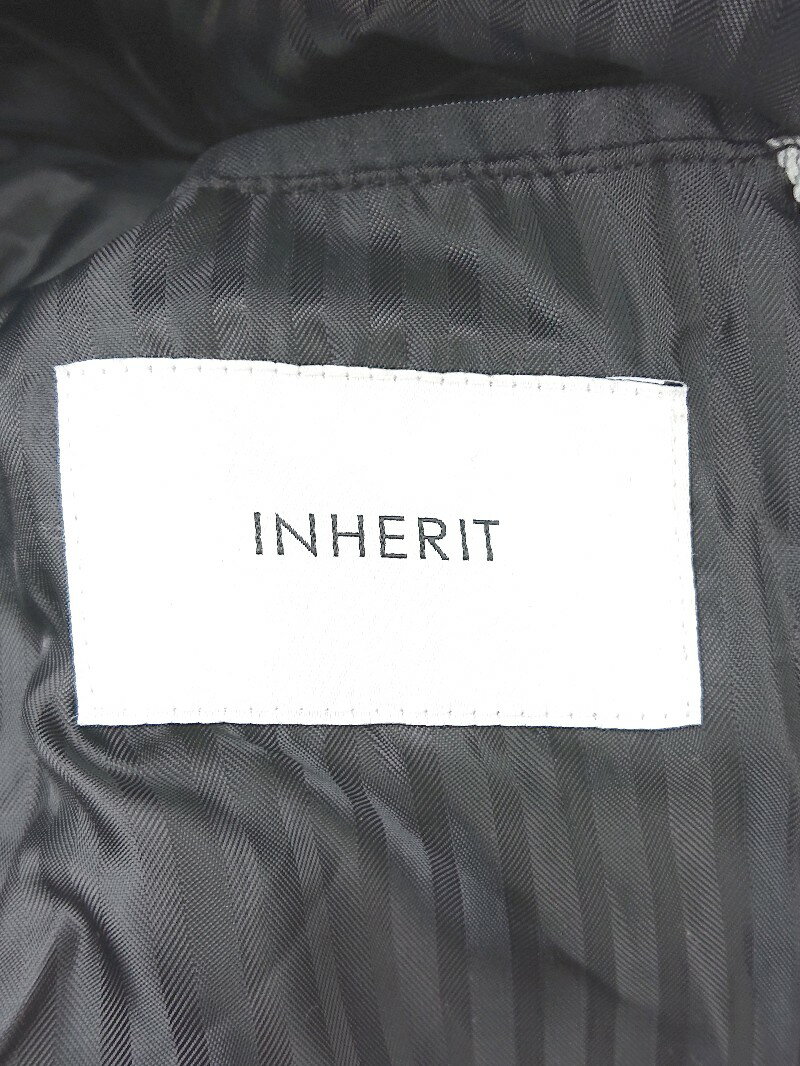 ■ INHERIT インヘリット カジュアル チェック 2WAY フード 長袖 コート サイズL グレー系 ブラック メンズ P 【中古】