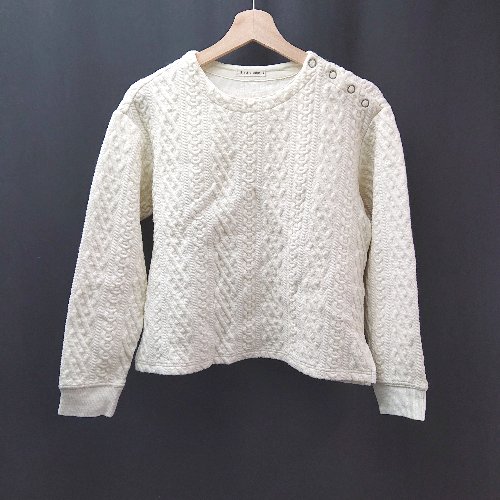 ◇ liflattie ships リフラティ シップス Uネック ボタン ストレッチ 長袖 カットソー サイズS ベージュ レディース E 【中古】