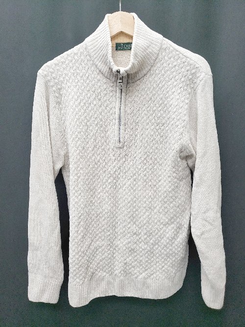 ◇ CARBIA ハーフジップ 長袖 ニット セーター サイズM ベージュ メンズ P 【中古】