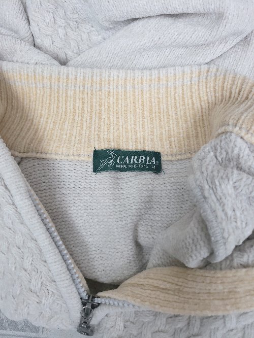 ◇ CARBIA ハーフジップ 長袖 ニット セーター サイズM ベージュ メンズ P 【中古】