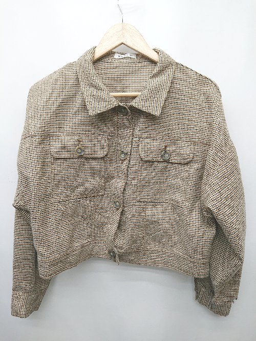 ◇ natural couture ナチュラルクチュール 千鳥格子 長袖 ジャケット サイズF ベージュ ブラック ブラウン レディース P 【中古】