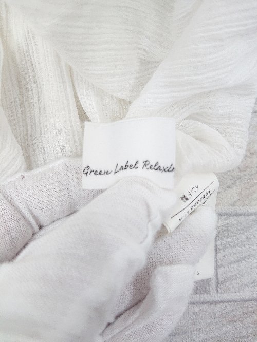 ◇ green label relaxing グリーンレーベル UNITED ARROWS 刺? 七分袖 膝下丈 ワンピース ホワイト レディース P 【中古】