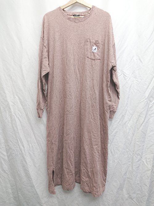 ◇ KANGOL カンゴール × FREAK'S STORE フリークスストア 長袖 膝下丈 ワンピース サイズF ピンクベージ..