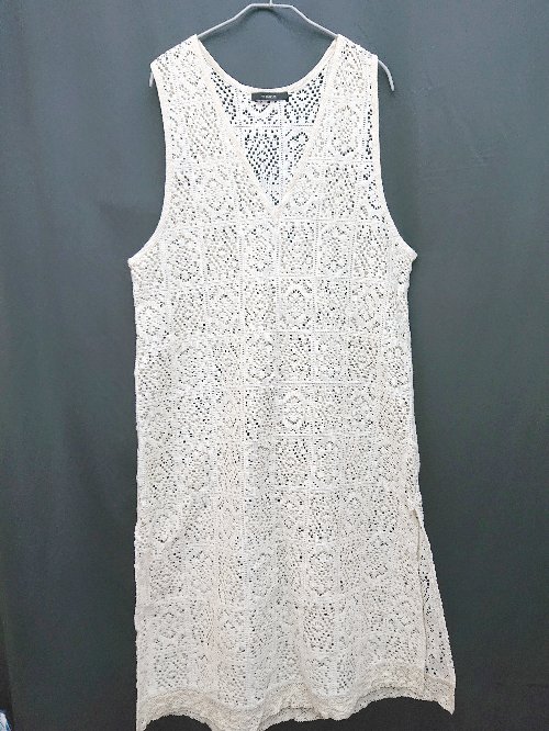 ◇ w closet 透け感 レース サイドスリット ノースリーブ 膝下丈 ワンピース サイズF アイボリー系 レディース P 【中古】