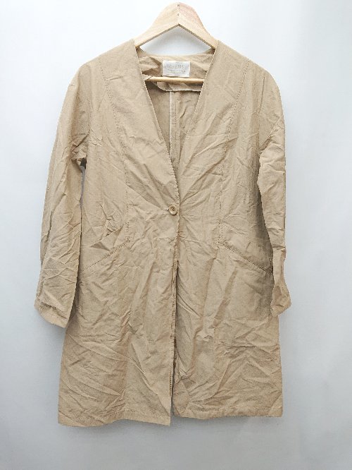 ◇ any SiS エニィスィス ノーカラー シンプル 薄手 長袖 スプリングコート サイズ2 ベージュ レディース P 【中古】