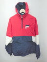 ◇ FILA フィラ ハーフジップ 刺繍 長袖 ナイロンジャケット サイズM レッド ネイビー ホワイト系 レディース メンズ P 【中古】