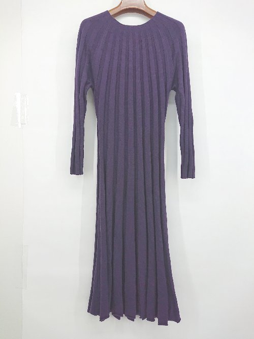 ◇ TORRAZZODONNA トラッツォドンナ ウール混 ニット 長袖 膝下丈 ワンピース パープル系 レディース P 【中古】