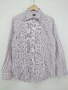◇ DAKS ダックス ストライプ フロントボタン 長袖 シャツ サイズLL ホワイト パープル系 メンズ P 【中古】(4)