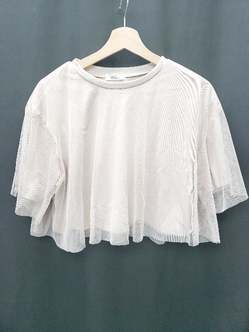 ◇ earth music&ecology ショート丈 半袖 Tシャツ　カットソー サイズF ピンクベージュ レディース P 【中古】のサムネイル