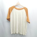 ◇ ⊂ LAKOLE シアー 半袖 Tシャツ サイズLL オレンジ アイボリー レディース E 【中古】(4)