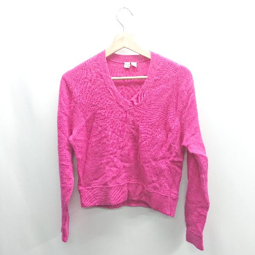◇ ⊇ UNIQLO U Vネック 長袖 ニット セーター サイズM ビビッドピンク レディース E 【中古】