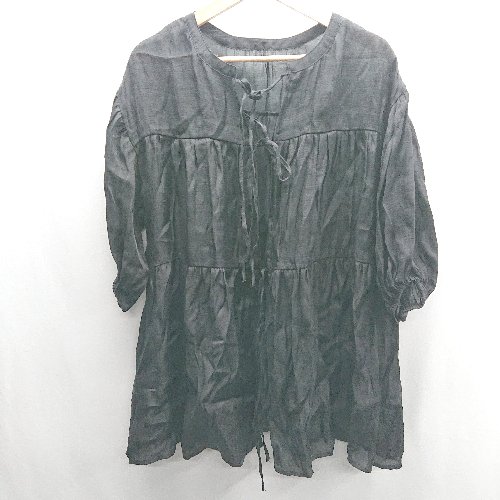 ◇ ⊂ LAKOLE ラコレ 長袖 シアーチュニック サイズM ブラック レディース E 【中古】