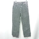 ◇ Θ ZARA 裾フリンジ加工 ワイドデニムパンツ サイズ36 ブラック レディース E 【中古】