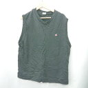 ◇ ⊂ Champion ブランドロゴ刺? Vネック タンクトップ サイズL ブラック メンズ E 【中古】