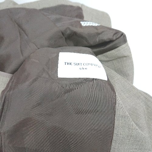 ◇ ⊂ THE SUIT COMPANY ノーカラー 内ポケット2 長袖 ジャケット サイズ40 ブラウン レディース E 【中古】