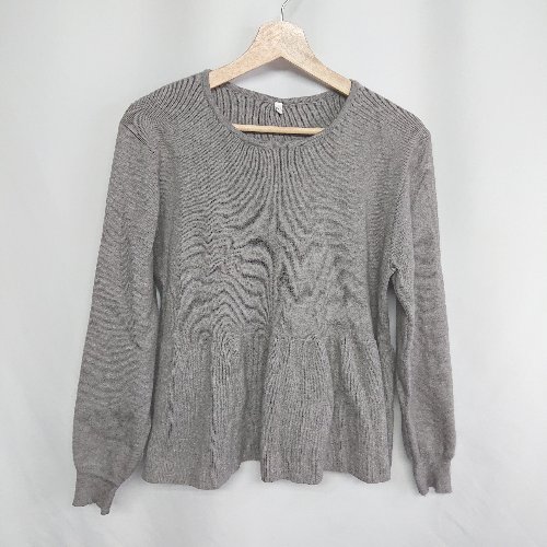 ◇ ⊇ ノーブランド ヘプラム バックパール 長袖 ニット サイズM グレー レディース E 【中古】