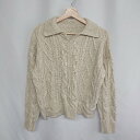 ◇ ⊇ select MOCA セレクト モカ スキッパーカラー 長袖 ケーブルニット サイズF ベージュ レディース E 【中古】