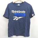 ◇ ⊂ Reebok フロッキープリント ボアロゴ ナナミカコラボ 半袖 Tシャツ サイズM ネイビー系 メンズ レディース E 【中古】