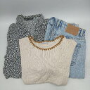 ■ ⊂ 《 ZARA まとめ売り3点セット ワンピース リブニットTシャツ デニムパンツ レディース 》 E 【中古】