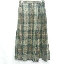 ◇ ⊇ AMERICAN HOLIC アメリカン ホリック チェック柄 ロング フレア スカート サイズF カーキ系 レディース E 【中古】