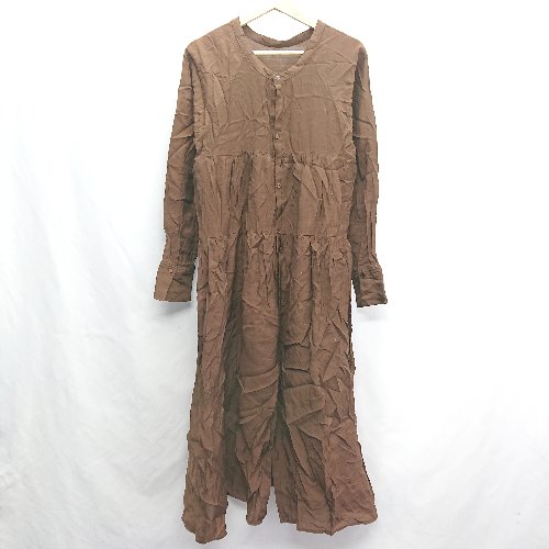 ◇ ⊂ mystic バンドカラー 長袖 ロング ワンピース サイズF ブラウン レディース E 【中古】 ◇ ⊂ mystic バンドカラー 長袖 ロング ワンピース サイズF ブラウン レディース E 【中古】