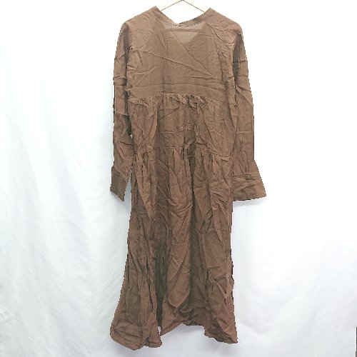 ◇ ⊂ mystic バンドカラー 長袖 ロング ワンピース サイズF ブラウン レディース E 【中古】