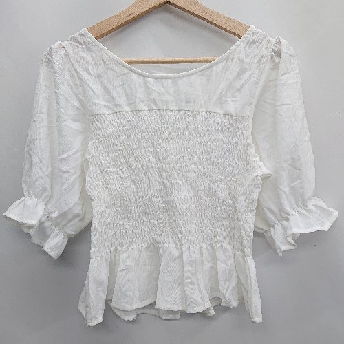 ◇ ⊂ mily bilet ミウィビレット ギャザー 半袖 チュニック サイズM ホワイト レディース E 【中古】 ◇ ⊂ mily bilet ミウィビレット ギャザー 半袖 チュニック サイズM ホワイト レディース E 【中古】