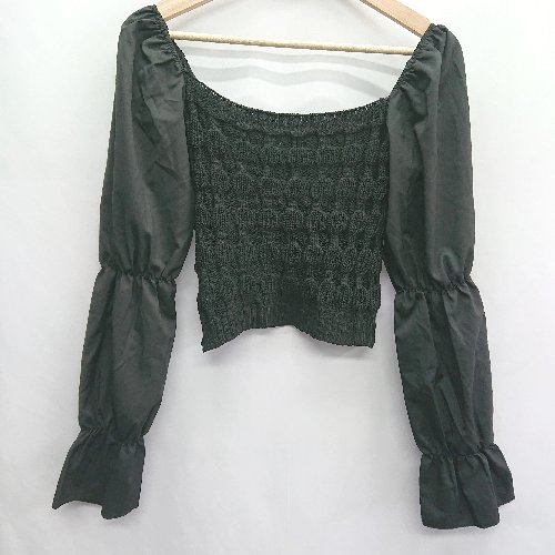 ◇ ⊇ WC ブッファンスリーブ スクエアーカラー 長袖 オフショルダーカットソー サイズF ブラック レディース E 【中古】 ◇ ⊇ WC ブッファンスリーブ スクエアーカラー 長袖 オフショルダーカットソー サイズF ブラック レディース E 【中古】