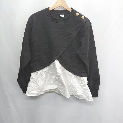 ◇ ⊇ ZARA ザラ 綿混合 長袖 チュニック サイズ13-14 ブラック系 レディース E 【中古】